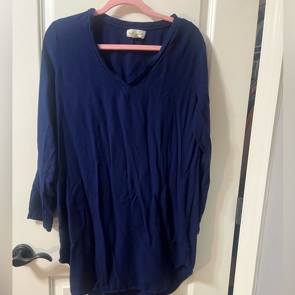 Anthropologie Cloth & Stone Blue Jersey Knit Swing Dress Size Medium - Picture 2 of 9